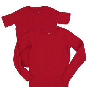 Primary Kids PJ Tops Organic Short + Long Sleeve 100% Cotton Cherry Red 10/12